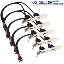 (5-Pack) Rear 2-Port USB 2.0 USB Motherboard Expansion USB Header Black Cable 5X