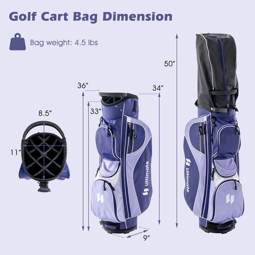 Right Handed Golf Club Set for Ladies w/3 Head Covers & Portable Cart Bag Putter - Picture 2 of 12