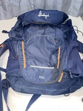 Trail Ridge Slumberjack 50L Daypack, Lightweight, Blue, Rain Cover NICE! READ!