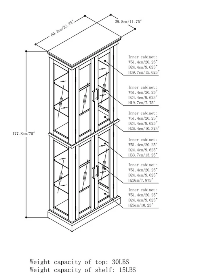 Vitrina de curiosidades iluminada con puerta de vidrio templado y estantes ajustables Foto 3 de 4