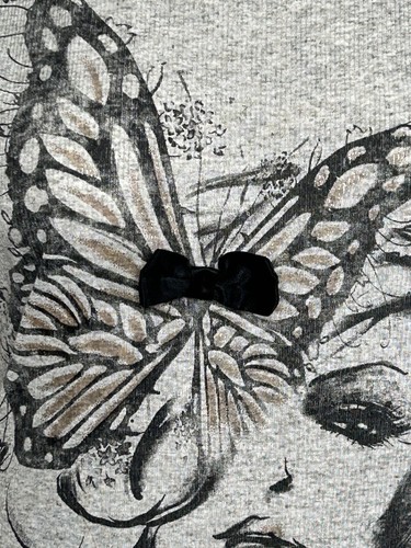 Libian Ladies Ruched Top Graphic Front Butterfly Woman Fashion Theme Gray Large - Picture 10 of 18