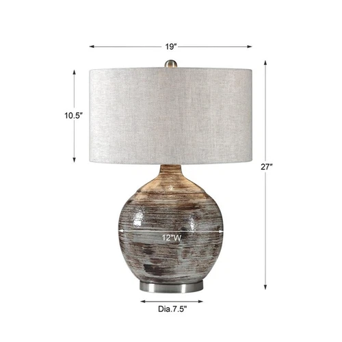 Uttermost Tamula Ceramic and Iron Table Lamp in Blue Gray/Nickel/Beige - Picture 6 of 6