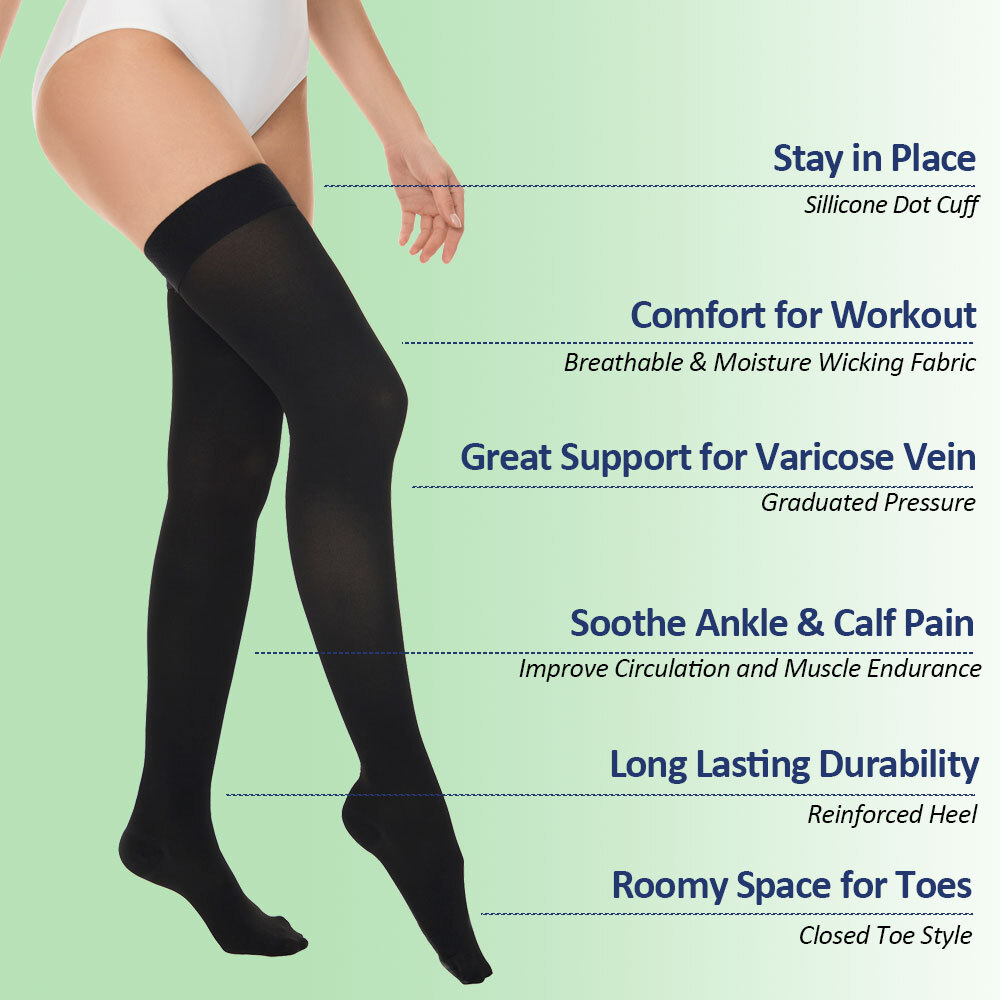 Compression Socks Men Women Thigh High Stockings Edema Diabetics Varicose  Veins
