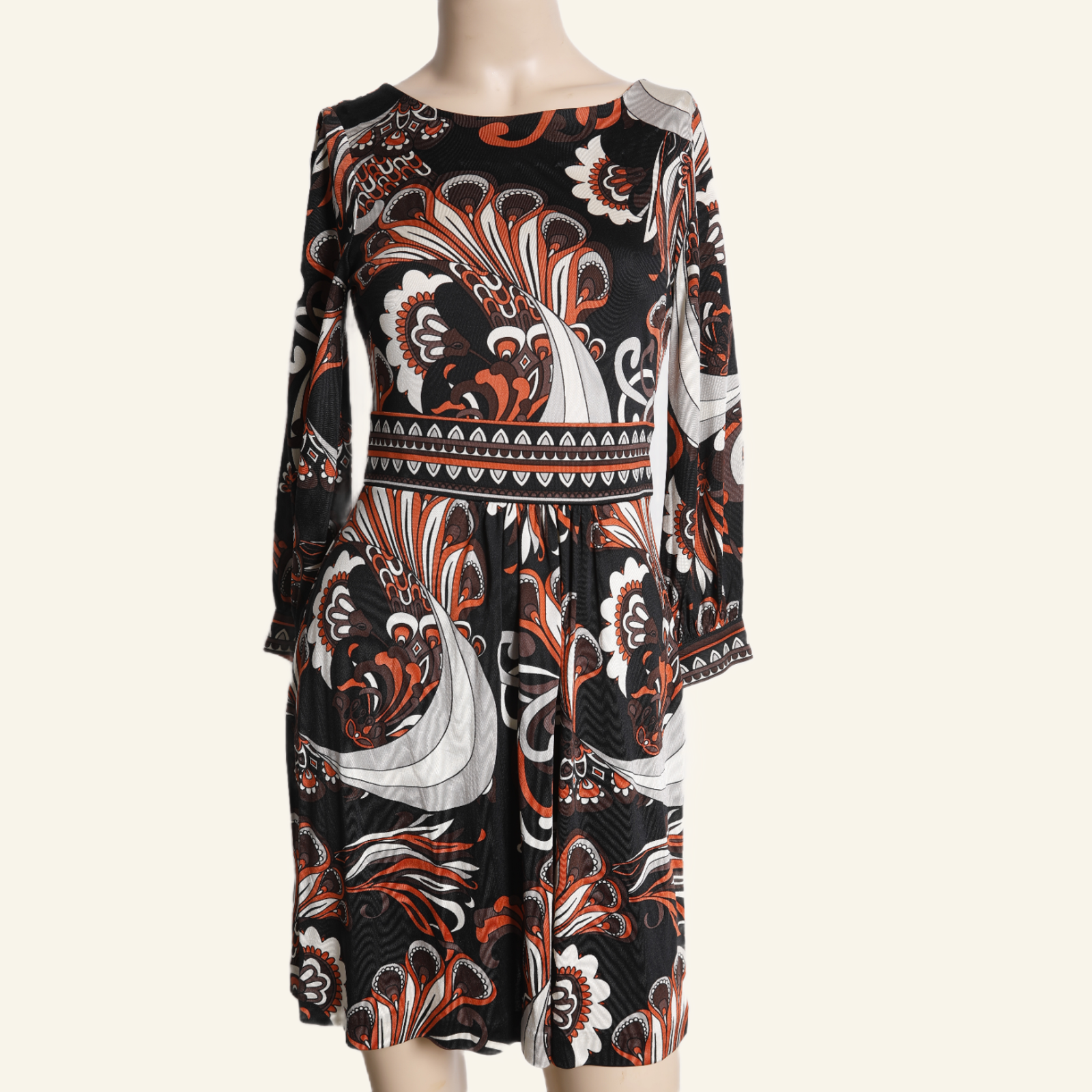 TIBI Multicolor Paisley Silk Mini Dress with Long Sleeves