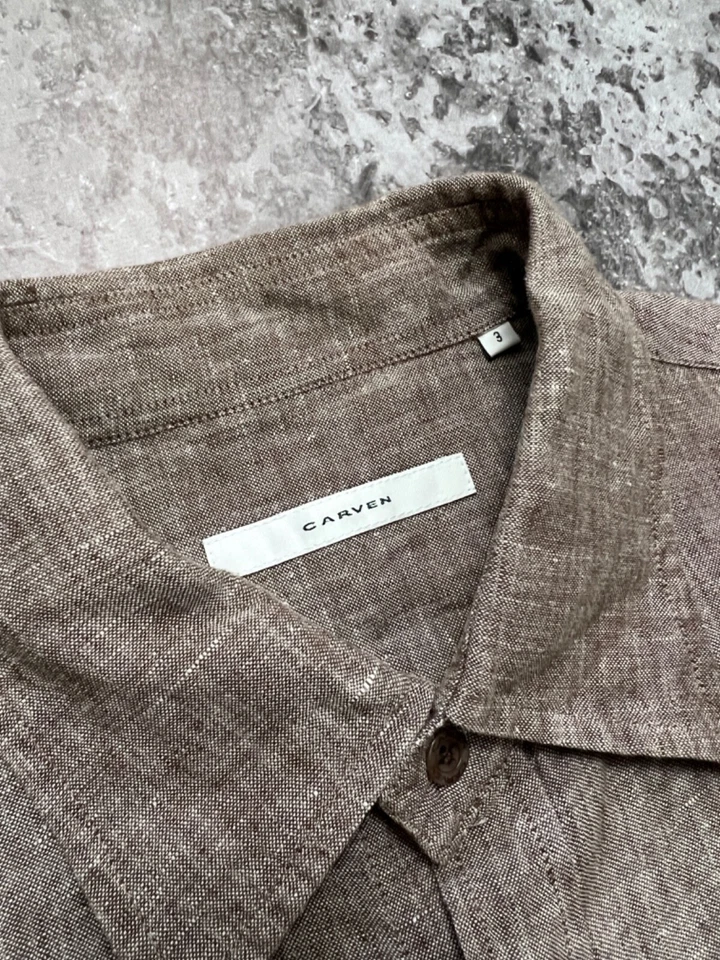 Camisa de manga corta de lino tallado para hombre M Foto 4 de 4