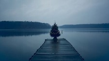 Landscape christmas tree pier lake Custom Gaming Mat Desk