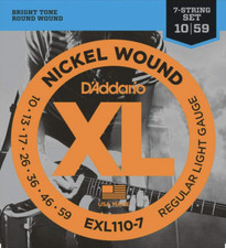 D'Addario EXL110-7 7-String Nickel Wound Electric Strings, Regular Light, 10-59
