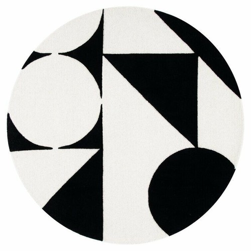Dave Geometric Black & White Hand-Tufted 100% Wool Soft Area Rug Carpet - Picture 10 of 12