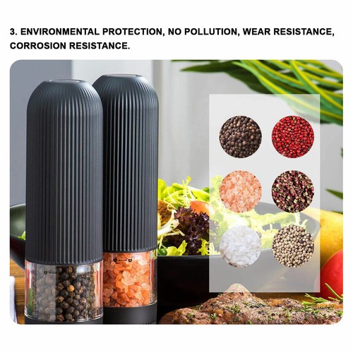 Electric Salt Pepper Mill Grinder Battery Powered LED Light Adjustable - Picture 6 of 10