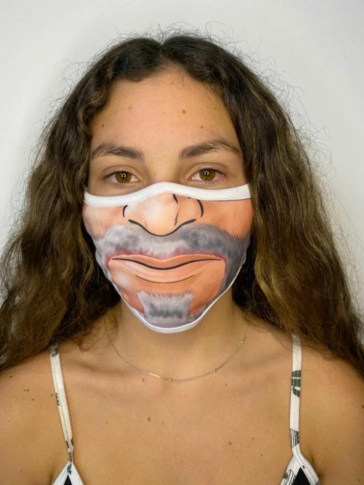 Máscara facial reutilizable divertida barba hombres mayores hombre piel realista look cuenta Dooku luz Foto 3 de 4