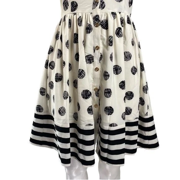 OFF WHITE Abito Alex + Alex a pois con bottoni bianchi e neri con bottoni oro abito Si