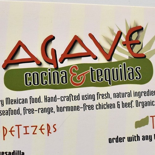 2009 Agave Cocina And Tequilas Restaurant Menu Park Drive Issaquah