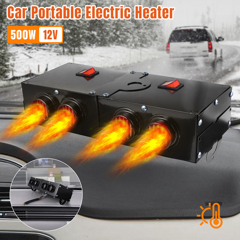 500W Car Heating Heater 4 Hole Electric Portable Fan Defroster Demister  Metal | eBay
