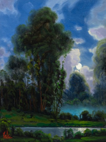 Oil Painting Original Florida Highwaymen Style Impressionist Moon MAX COLE 62014 - Picture 3 of 9