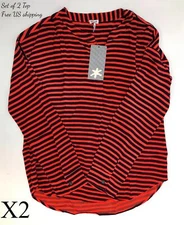 Splendid Striped Top Women Size Small Red Set of 2