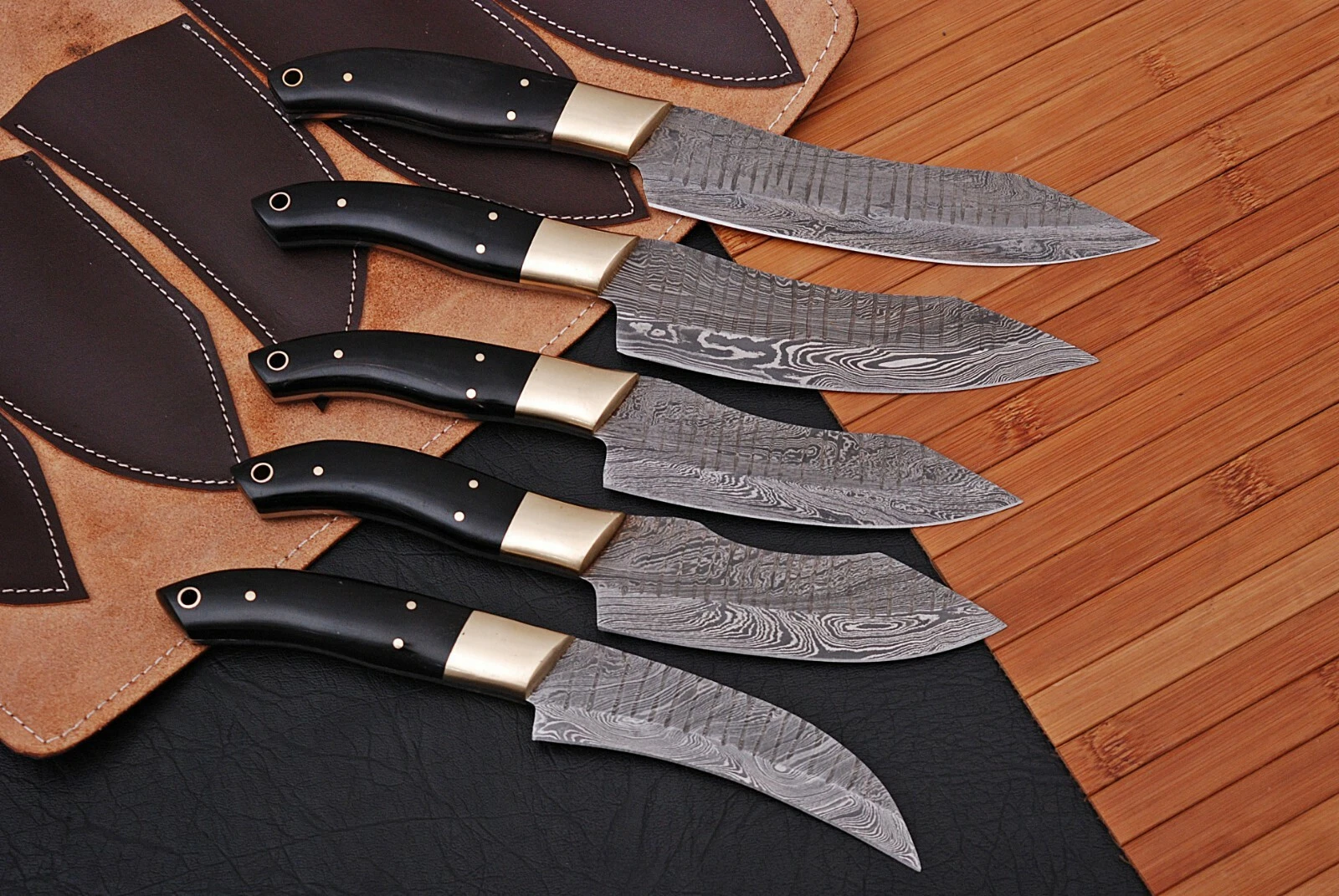 Handmade Damascus Steel Chef knife Set | BULL HORN
