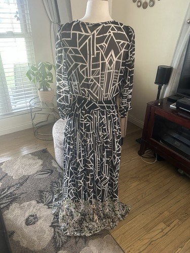 Anthropologie Moulinette Soeurs Equninox schwarz & weiß Plissee Maxikleid Gr. 6 - Bild 5 von 9