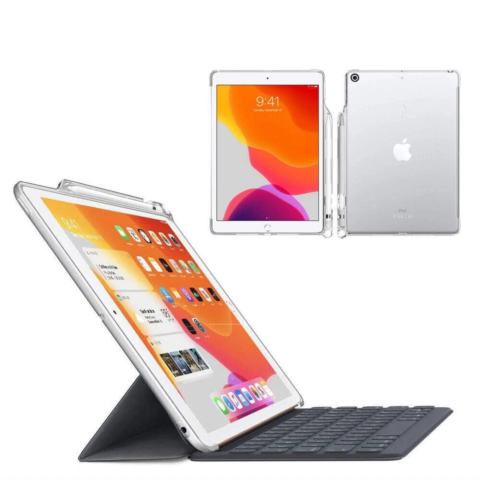 For iPad 10.2 (2021/2020/2019) Tablet W/Pencil Holder Clear TPU Back Cover Clear - Image 4 of 4