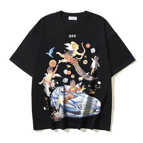 OFF WHITE Character Print Black Size Logo T-shirt Men's Size Short Sleeve Tee 28 - Picture 11 of 12