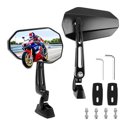  Motorcycle Racing Mirror Sport Bike Fairing Rear View Mirror Double Style D-WH
