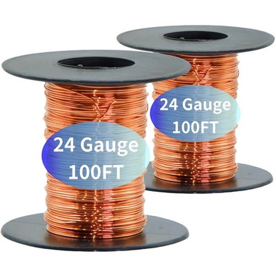 Bare Copper Round Wire 200 Feet 24 Gauge 99.9% Pure for Electroculture Gardening