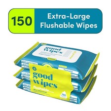 Flushable Butt Wipes Safe for Sensitive Skin, Shea-Coco Scented,150 Total Wipes