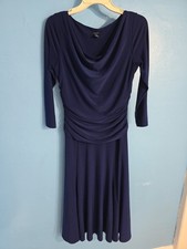 Chaps Ladies Size M Scoop Neck 3/4 Sleeved Blue Dress