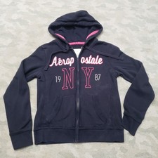 Aeropostale Sweatshirt Women Small Blue Full Zip Hoodie Embroidered