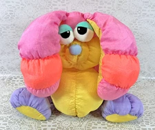 Vintage 1990 Prestige Toy Corp Nylon Colorful Bunny Rabbit Plush Small 8"