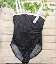 Miraclesuit Women's One Piece Swimsuit Black White Polka Dot Wired SUPPORT 16 NE