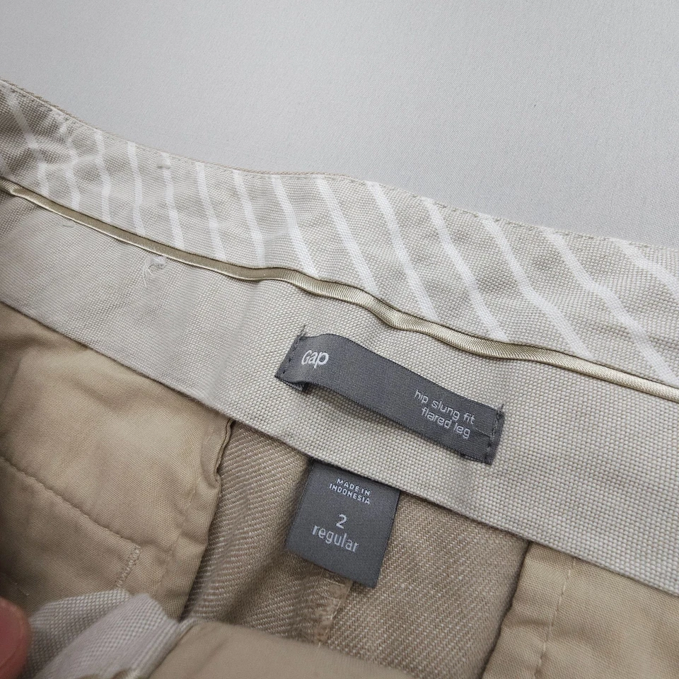 Gap Y2K Hip Slung Fit 喇叭裤 2 码亚麻棉低腰 2000 年代波西米亚 — 第 3/4 张图片