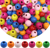 Toaob 100 StüCk NatüRliche Runde Bunte Holzperlen Set 12 Mm Runde Holzperle Bast