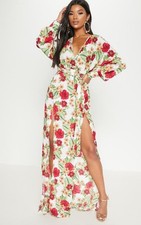 Prettylittlething White And Red Women's Long Dress Size M