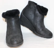 Lane Bryant Boots Zippered Ankle Black Faux Fur Lining Women’s Size 11W