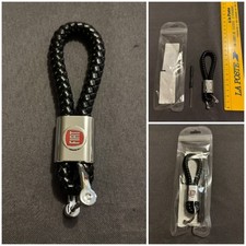 Porte clé luxe cuir tressé FIAT