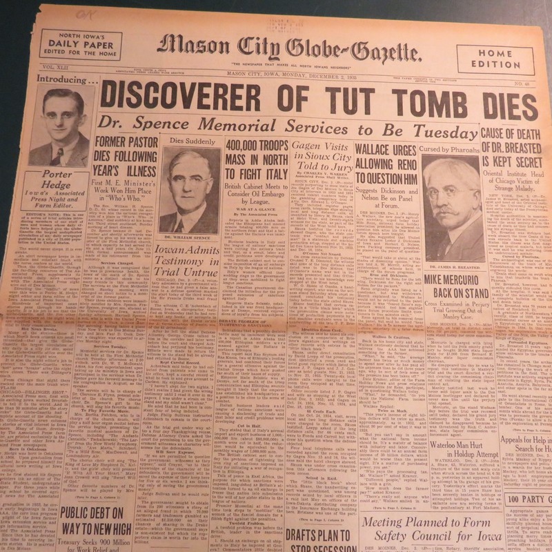 DISCOVERER OF TUT TOMB DIES DECEMBER 2 1935 NEWSPAPER