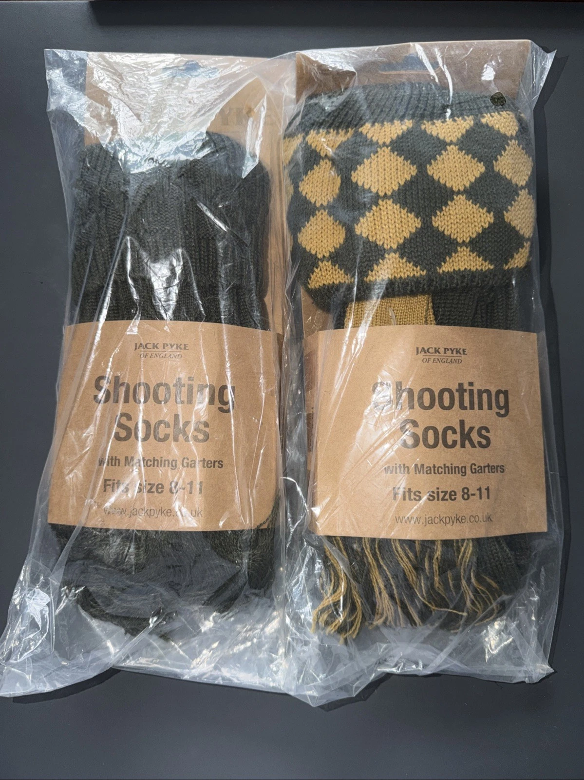 JACK PYKE 2 Pair of Harlequin Shooting Socks with Garters 8 to 11