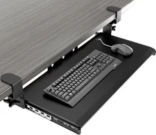 Keyboard Tray under Desk Pull Out with Extra Sturdy Adjustable C Clamp Mount Sys