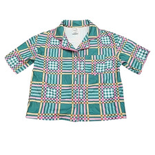 Kids Boys Girls Pajama Top w Shorts Lounge Set Medium Sz 8 Green Print Sleepwear