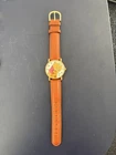 Vintage Timex Winnie the Pooh Watch 33mm Brown Leather Band working w/battery