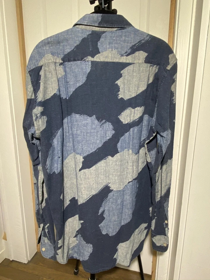 Camisa OUR LEGACY Camuflada Pintada Índigo Cáñamo Japonés Años 50 - Para Hombre Mediana 48 Nueva Con Etiquetas Foto 3 de 4
