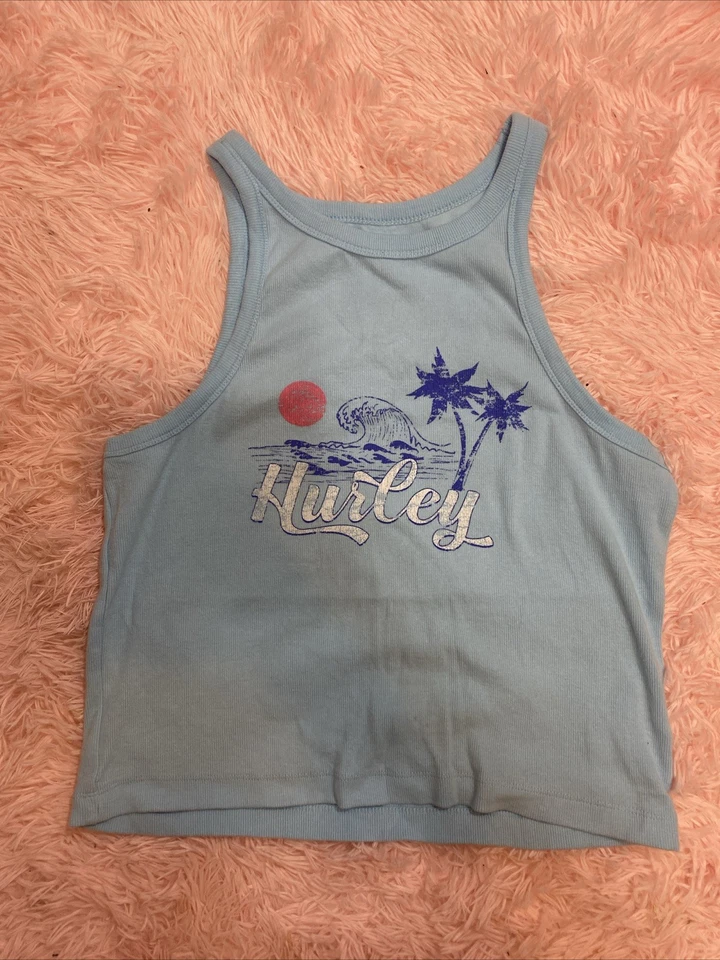 Camiseta sin mangas acanalada Hurley para mujer logotipo Aqua talla XL Foto 2 de 4