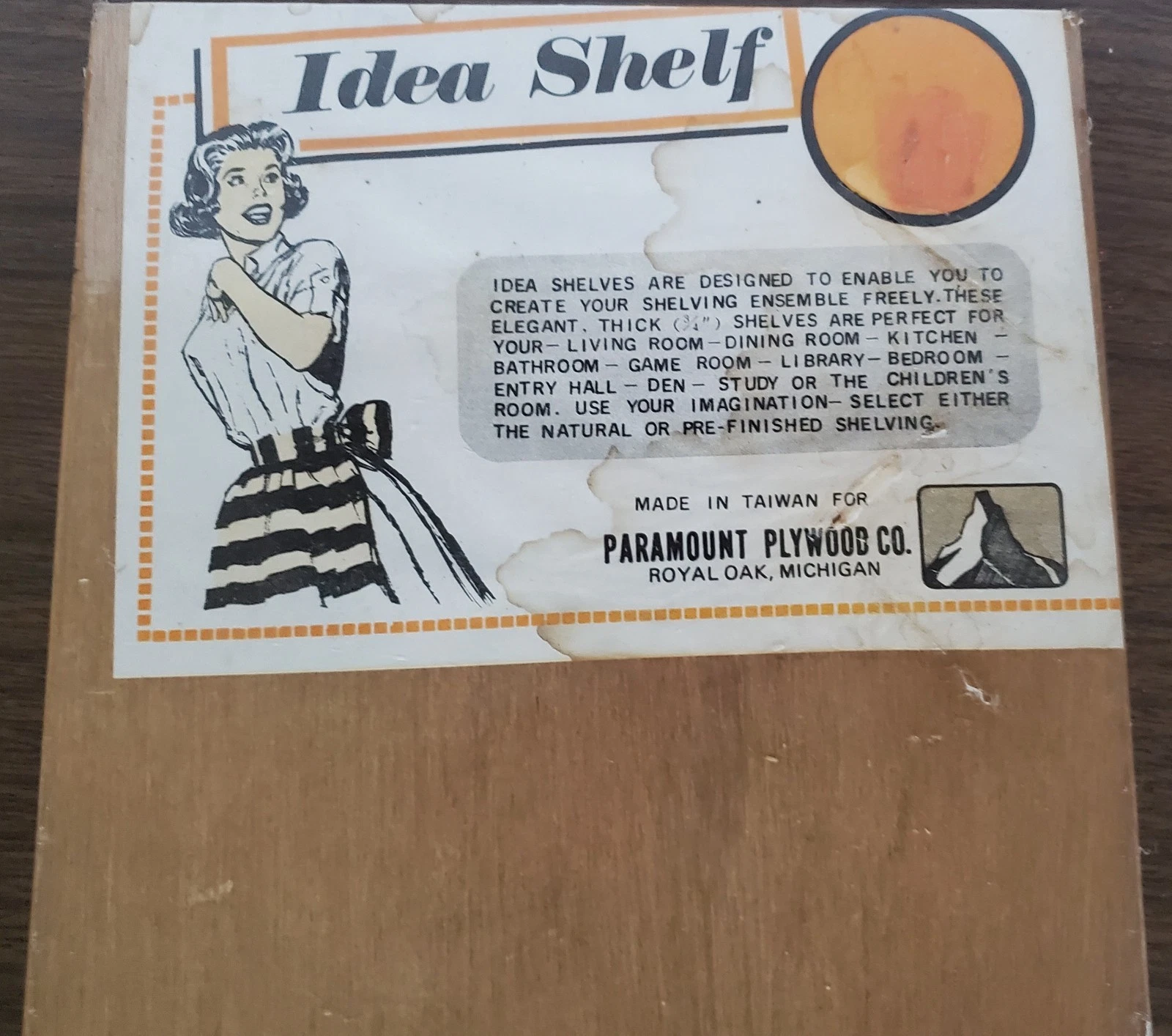 NOS Vtg *IDEA SHELF* 1950s MCM Wood Shelf Board Orig