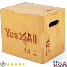 3 in 1 Wood Plyometric Jump Box Durable Gym Fitness Equipment Home Workout New