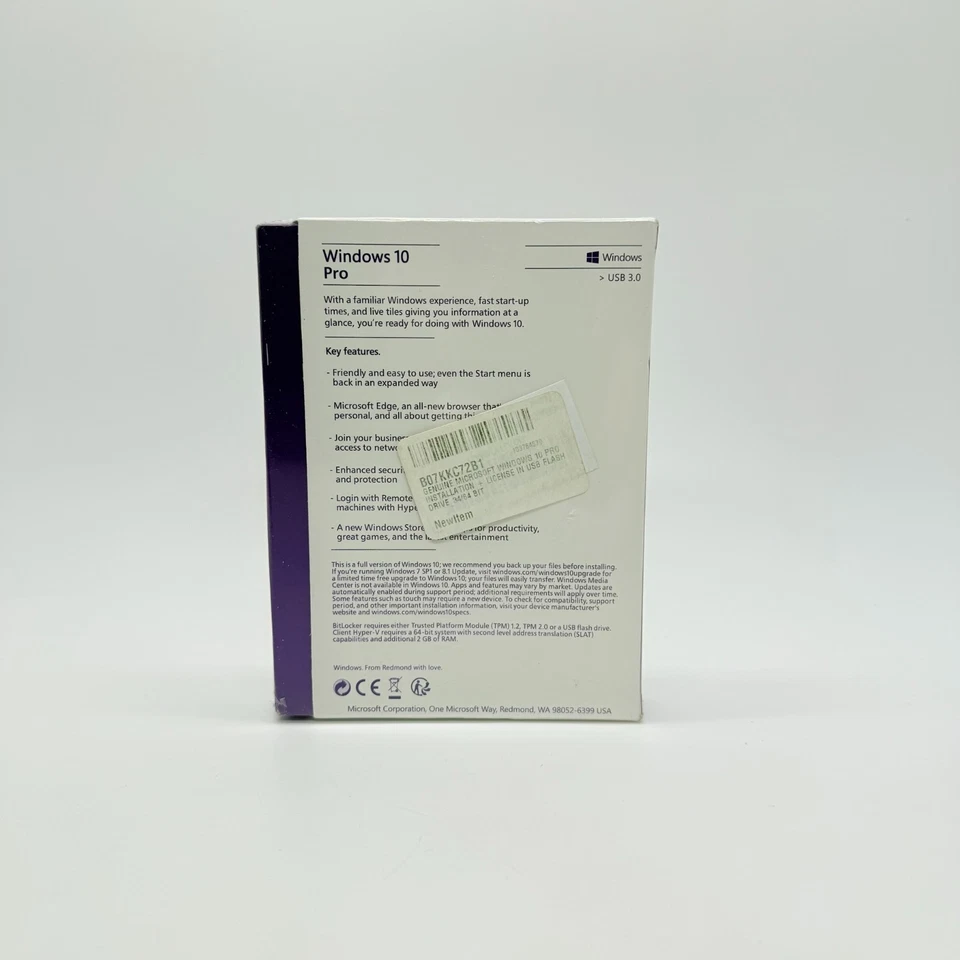 Microsoft Windows 10 Pro 32/64 Bit Sealed Retail Package USB Flash Drive - Image 2 of 2