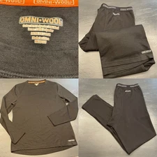 Omniwool Base Layer Set, Mens 2XL, Shirt And Pants, Black, Wool Blend Outdoors