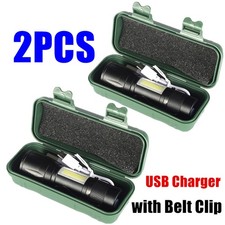 2 Pack Most Powerful LED Flashligt USB Rechargeable Camping Hiking Work Light
