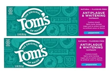 2 Tom's of Maine Antiplaque Whitening Fluoride-free Toothpaste Peppermint 5.5Oz