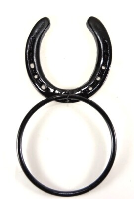Black Horseshoe Towel 4 Ring Western Decor Bath Kitchen Farmhouse