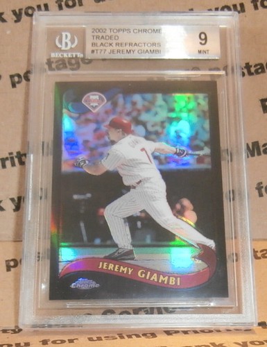2002 TOPPS Cromato COMMERCIATO "T77- Jeremy Giambi" Nero Rifrattore Bgs: 9 - Foto 1 di 2